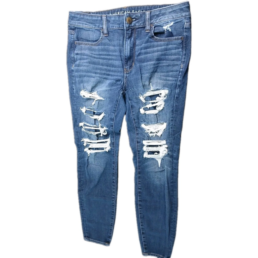 American Eagle 360 NexLevel Stretch Skinny Jeans Women Sz 8 High Rise Jegg #447C